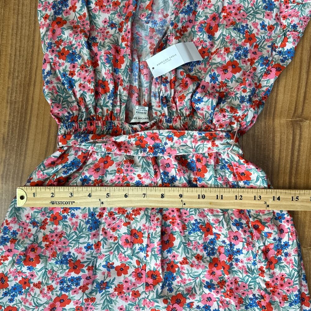 American Eagle Women's Pink Floral Summer Open Back One Piece Romper XS NEW NWT - Picture 4 of 4
